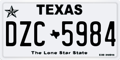 TX license plate DZC5984