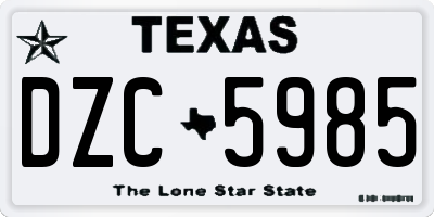 TX license plate DZC5985