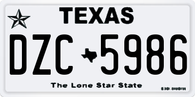 TX license plate DZC5986