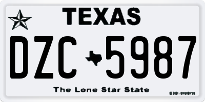 TX license plate DZC5987