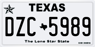 TX license plate DZC5989