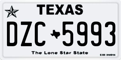 TX license plate DZC5993
