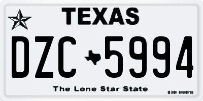 TX license plate DZC5994