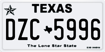 TX license plate DZC5996