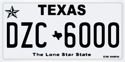 TX license plate DZC6000