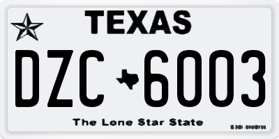 TX license plate DZC6003