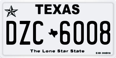 TX license plate DZC6008