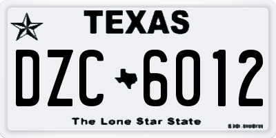 TX license plate DZC6012