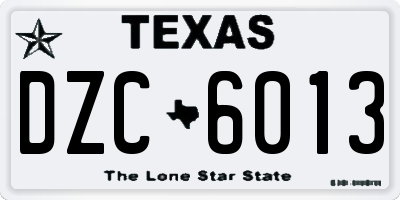 TX license plate DZC6013