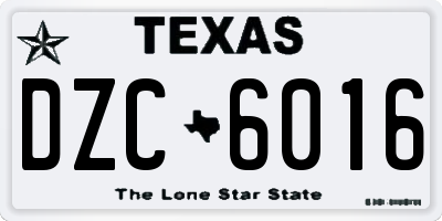 TX license plate DZC6016