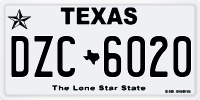TX license plate DZC6020