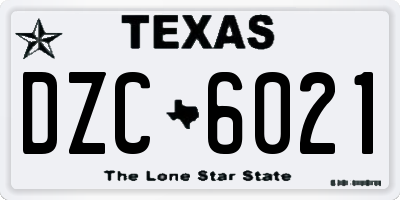 TX license plate DZC6021