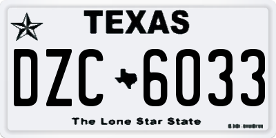 TX license plate DZC6033