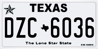 TX license plate DZC6036