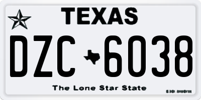 TX license plate DZC6038