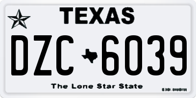 TX license plate DZC6039