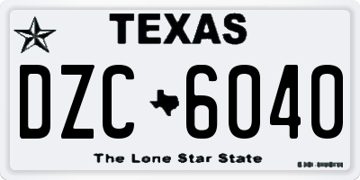 TX license plate DZC6040