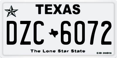 TX license plate DZC6072