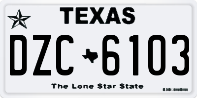 TX license plate DZC6103