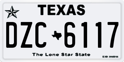 TX license plate DZC6117