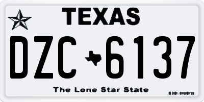 TX license plate DZC6137