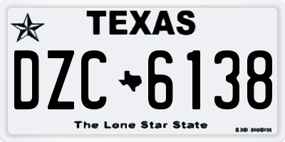 TX license plate DZC6138