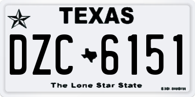 TX license plate DZC6151