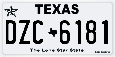 TX license plate DZC6181