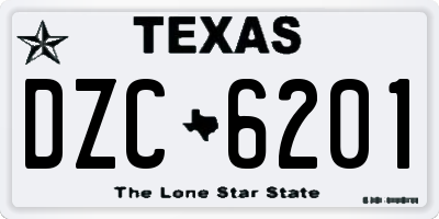 TX license plate DZC6201