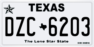 TX license plate DZC6203