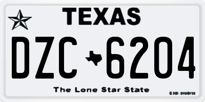 TX license plate DZC6204