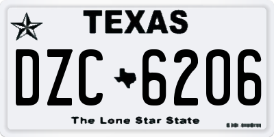 TX license plate DZC6206
