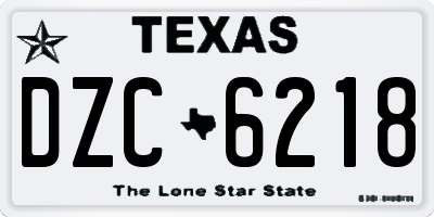 TX license plate DZC6218