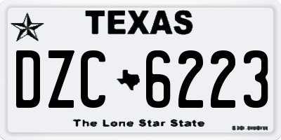 TX license plate DZC6223