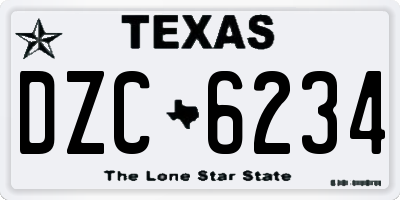 TX license plate DZC6234