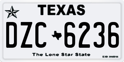 TX license plate DZC6236