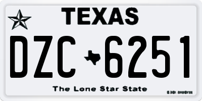 TX license plate DZC6251