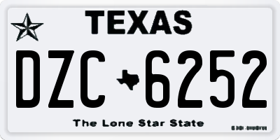 TX license plate DZC6252