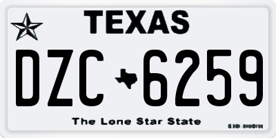 TX license plate DZC6259