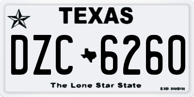 TX license plate DZC6260