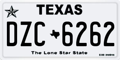 TX license plate DZC6262