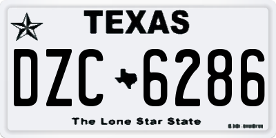 TX license plate DZC6286