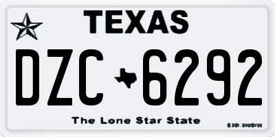 TX license plate DZC6292
