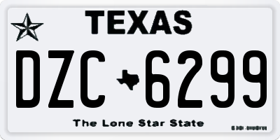 TX license plate DZC6299