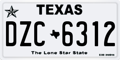 TX license plate DZC6312