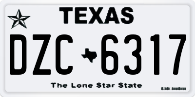 TX license plate DZC6317