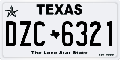 TX license plate DZC6321