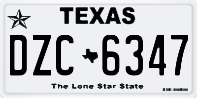 TX license plate DZC6347