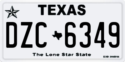 TX license plate DZC6349