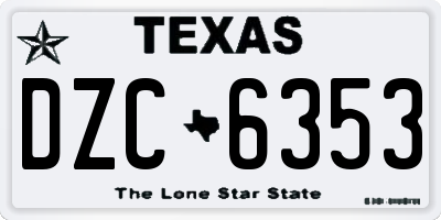 TX license plate DZC6353